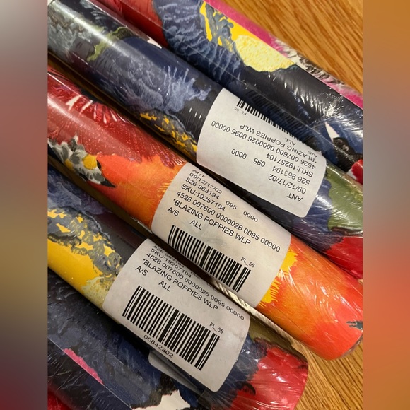 Anthropologie Wall Decor Two Rolls Blazing Poppies Wallpaper New In